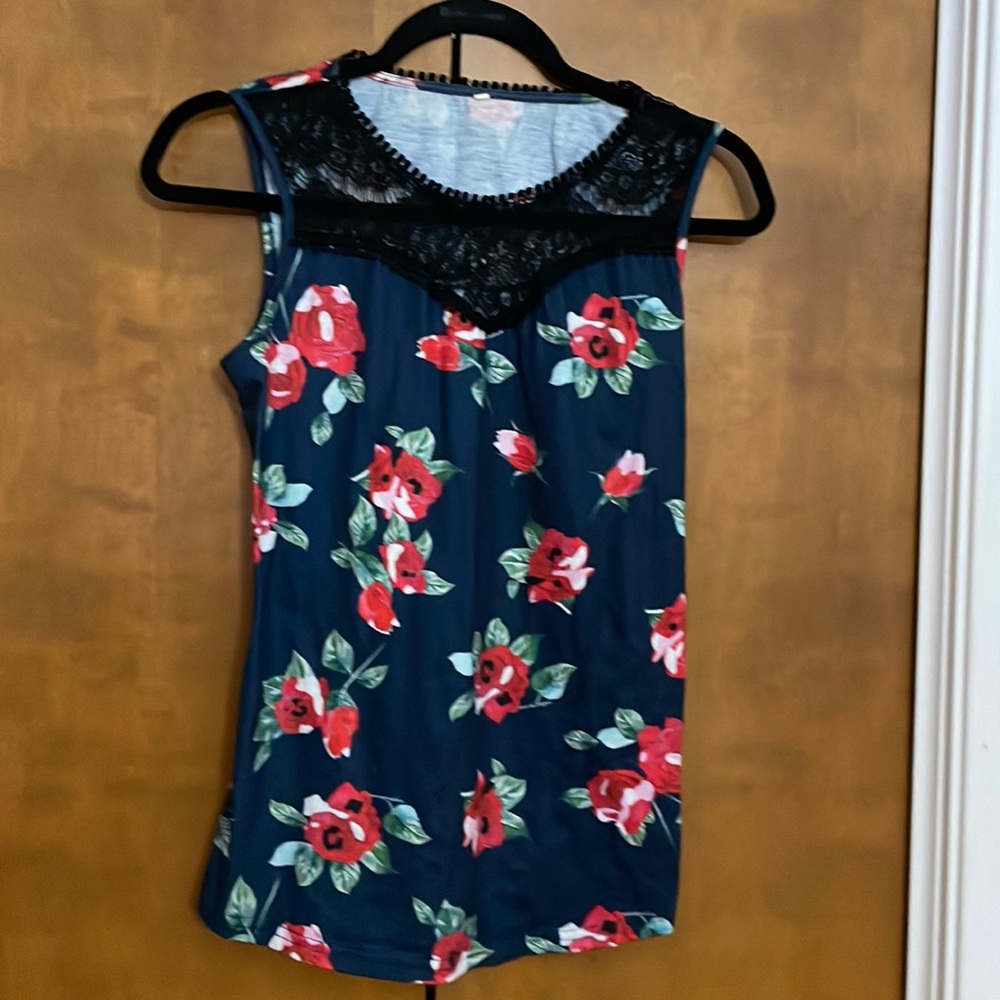 Floral and lace tank